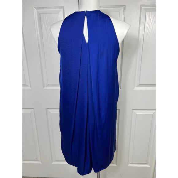 Mango Women's Halter Sleeveless Keyhole Back Casual Short Dress Blue Size Large - Picture 5 of 9